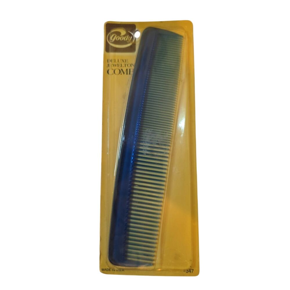 Vintage Goody Deluxe JewelTone Comb NOS Blue Hair Styling New on Card 9"